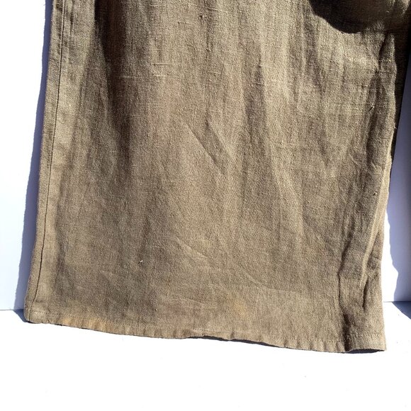 VTG Women’s Elastic Smocked Waist 100% Linen Wide Leg Pants, Taupe, Large - Picture 9 of 9